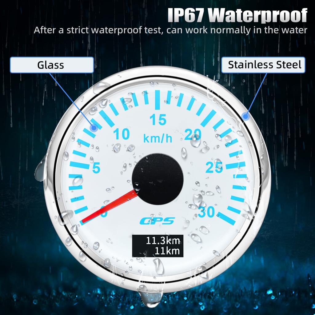 52mm GPS Speedometer 30/60/80/120/200 KMH Speed Meter With GPS Antenna For  Marine Boat Car 7 Color Backlight Odometer 12V 24V