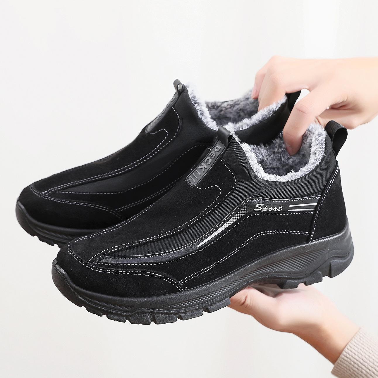 Мужские зимние теплые ботинки для снега нескользящие короткие ботинки с подкладкой из искусственного меха удобные кроссовки для работы на открытом воздухе повседневные мокасины для ходьбы обувь для мужчин 38 чёрный 2856₽