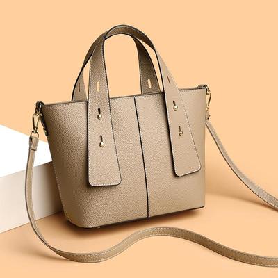Luxury PU Leather Tote Bag Female High Quality Solid Color Bucket Handbag Women Brand Shoulder Crossbody Bags AVE