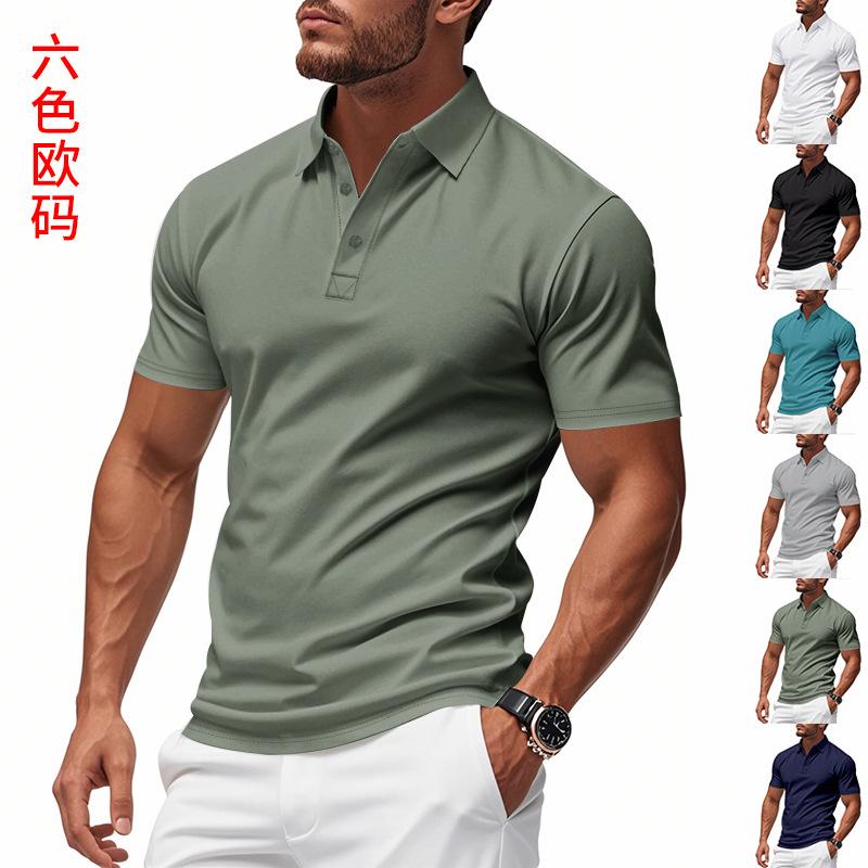 Summer Mens Short Sleeve Button Up Polo Shirts Golf Shirts Fashion Business Casual Male Tops Tees Polo