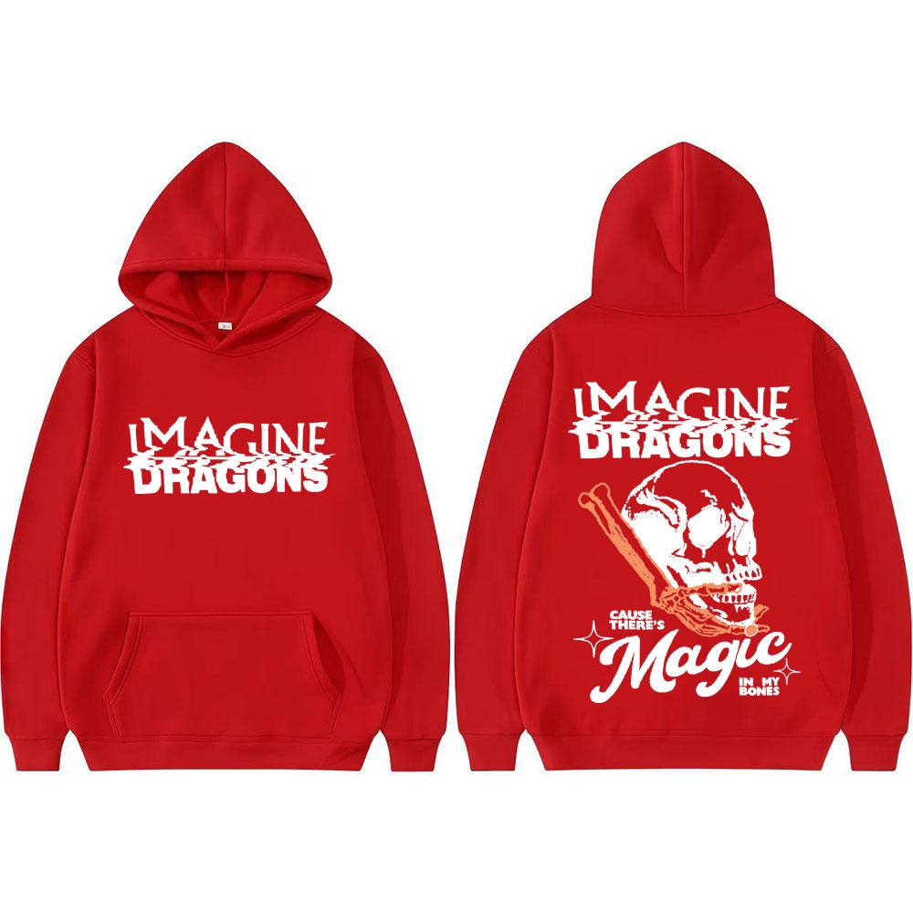 Imagine Dragons Loom World Tour 2025 Skull Sweatshirts Men Women Hip Hop Vintage Hoodies Long Sleeve Oversized Hoodie Streetwear