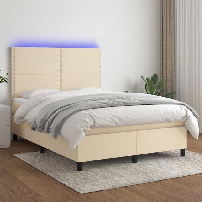 VidaXL Sommier à Lattes de Lit avec Matelas et LED, Lit Rembourré, Lit Double, Lit Adulte de Chambre à Coucher Intérieur, 3134802