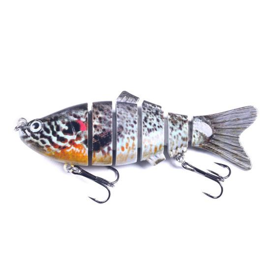 6Pcs Artificial Lures with Treble Hook Realistic Looking Bright Color Multi Jointed Swimbait Hard Lures Fishing Tackle