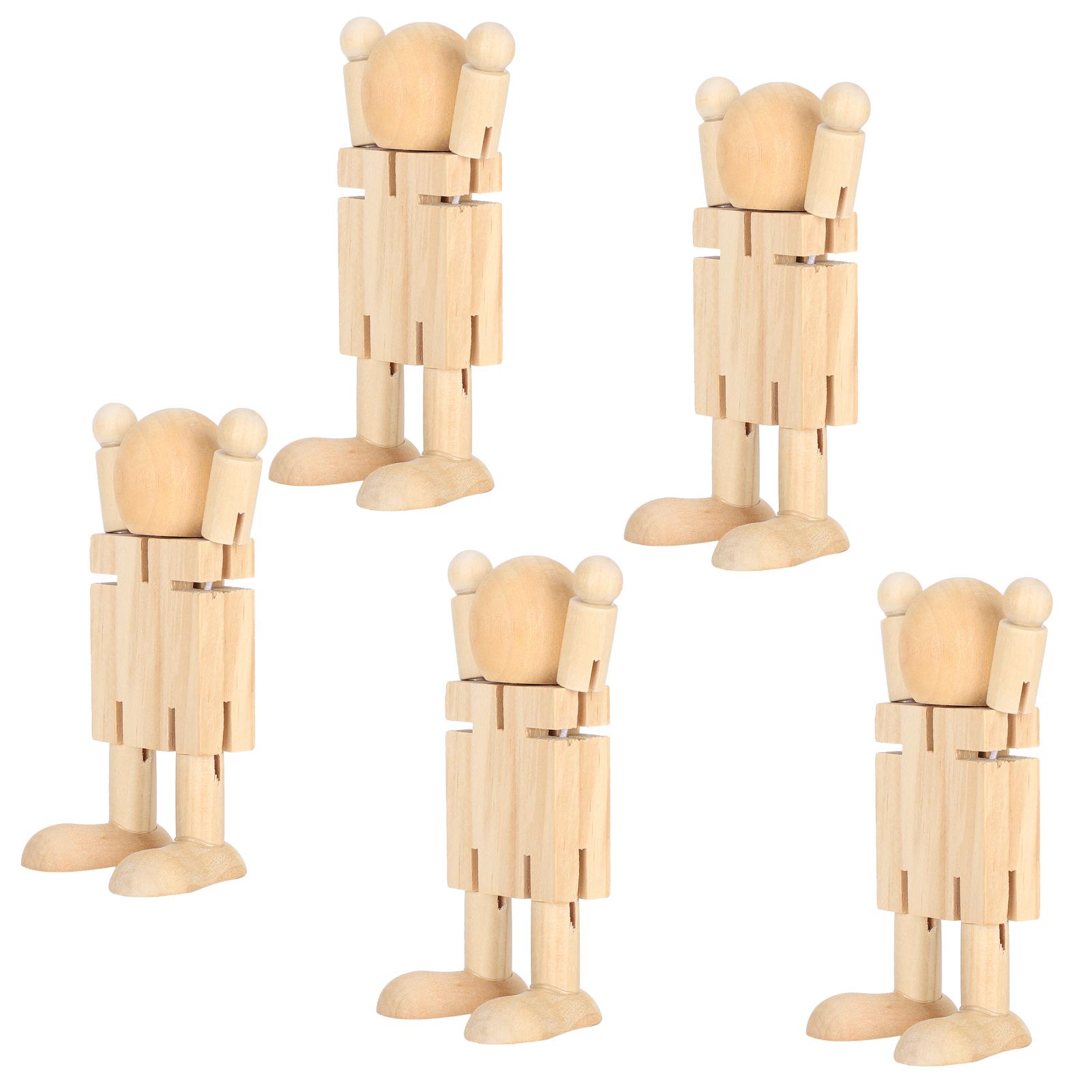 

5 шт. деревянная кукла рождественское украшение DIY граффити деформируемая подвижная шарнирная игрушка-робот