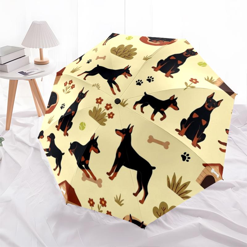 1 PC Automatic Folding Umbrella - Cute Dog Pattern, Portable & Foldable Design with 8 Ribs, Christmas Birthday Gifts