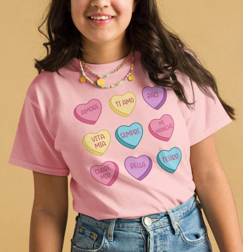 Italian Valentine Youth classic tee, Kids Valentine s Day Shirt M