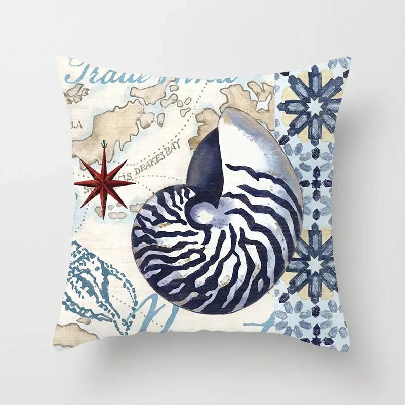 Schildkröten Kissenbezug Meeresstil Schiffsanker Oktopus Dekorative Kissenhülle Sofakissenbezug Heimtextilien Dekorative Kissenhülle