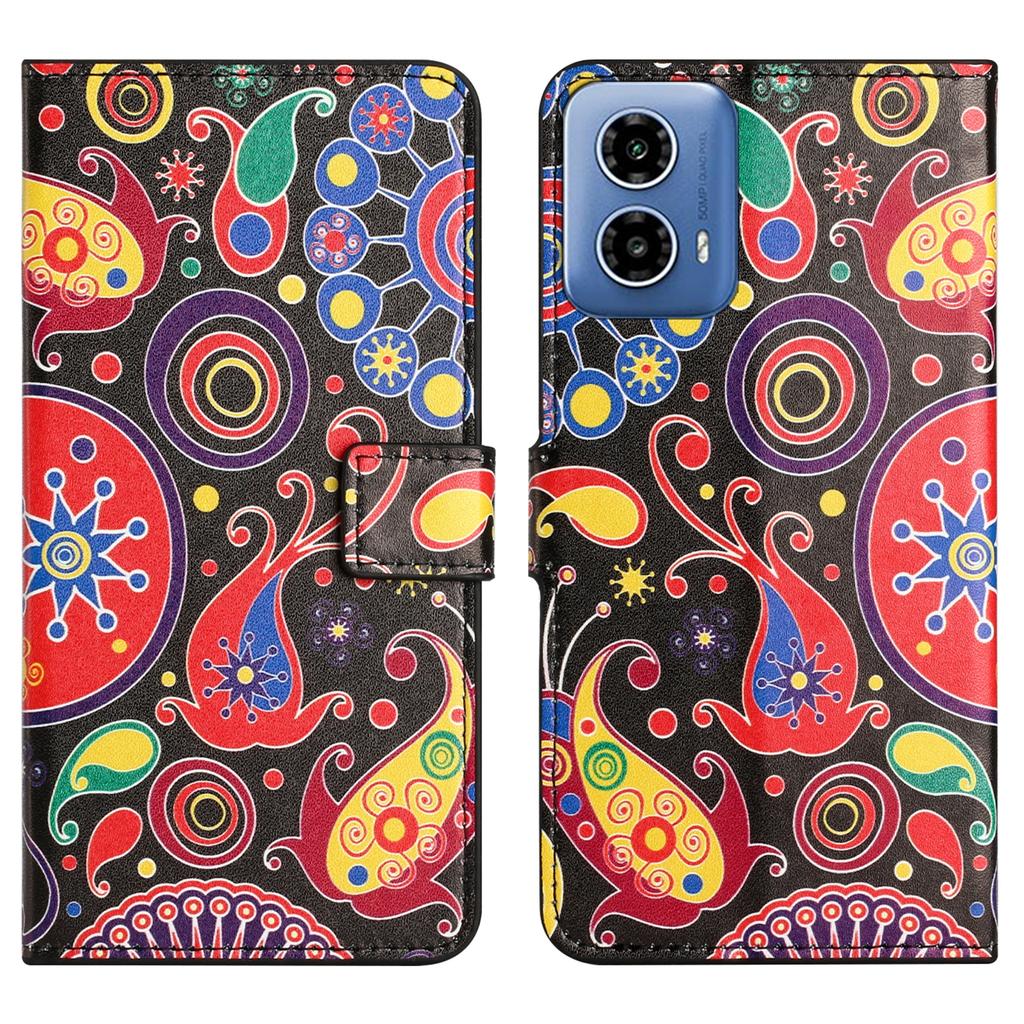 Für Motorola Moto G24 Power PU-Leder Hülle Musterdruck Klapp Handyhülle