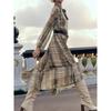 Za2024 Autumn New Women's Clothing with Belt Tight Waist Slim Looking Printed Checks Midi Dress 9205231