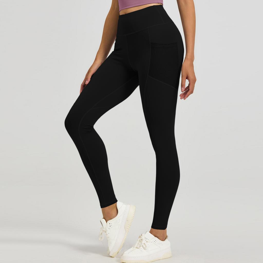 Women's Fashion Tight Hip High Waist Mesh Side Pocket Running Sports Fitness Pants