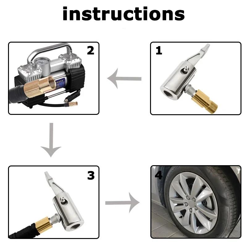 Portable Car Tire Pump Connector Fast Inflator Chuck American Threaded Nozzle Adaptor Pump Accessories Car Repair Parts