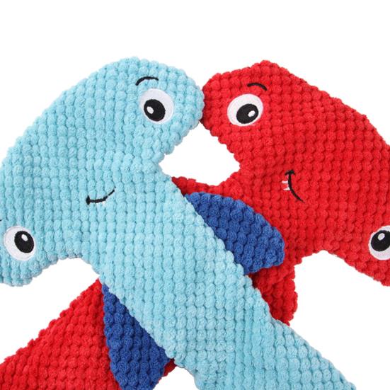 Yousheng Dog Squeaky Toy Tear-resistant Soft Hammerhead Shark Shape Pet Dog Chewing Toy for Home