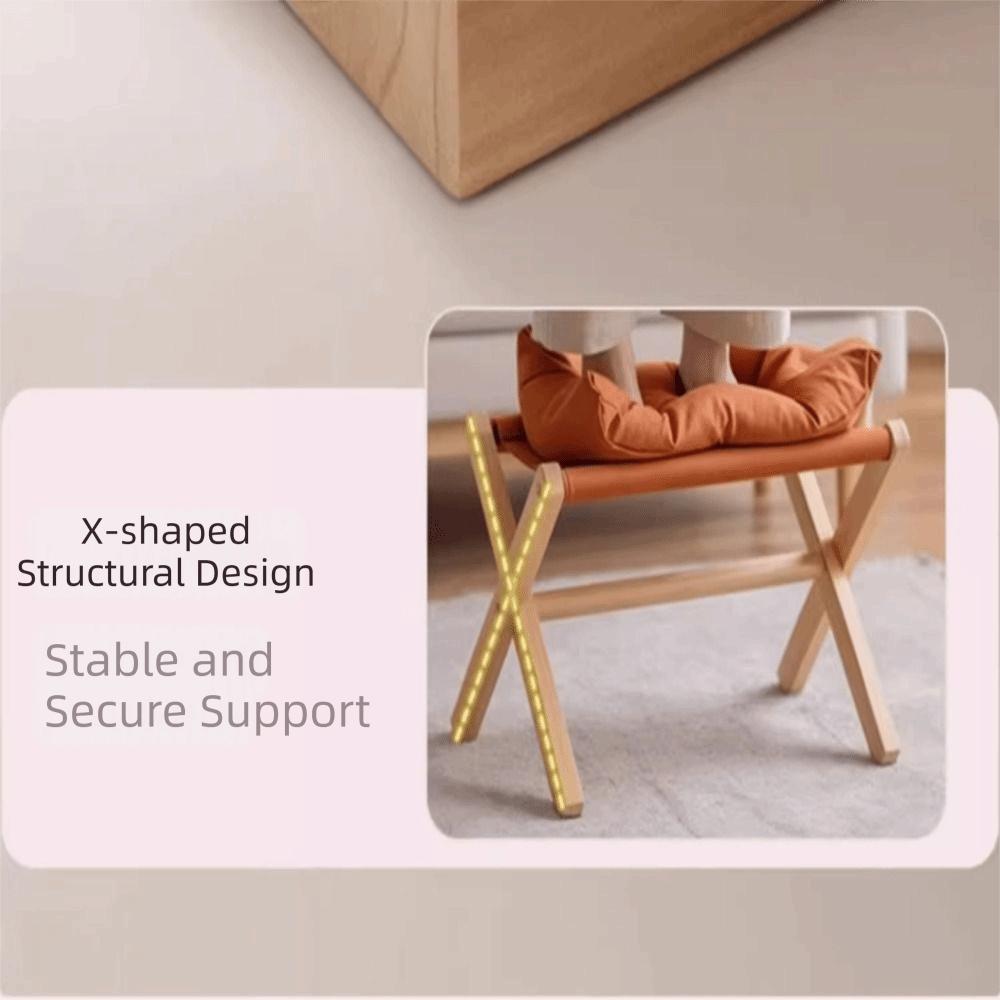 Cotton-filled Cushion Footstool Compact Design Folding Stool Foldable Footstool  Naps Rest