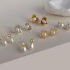 Real 925 Silver Geometric Pearl Series Heart Gold Stud Earrings For Women Trendy Small Niche Accessories