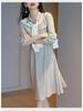 Plus Size Women's French Style Long Sleeve Slim Waist Polo Dress, 2024 Spring/Autumn Collection