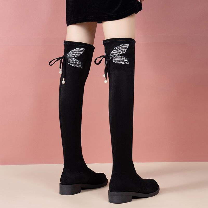 

Не опускайте голенище ботфортов женских 2025 зима новая бархатная тонкая нога эластичные ботинки универсальный средний каблук высокие сапоги quality assurance 35 days