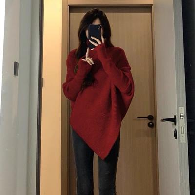 Irregular Turtleneck Sweater Women's Winter New Popular Korean Gentle Lazy Wind Thickened Knitting