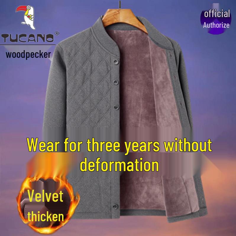 Woodpecker Herren-Weste mit Fleece-Futter und Stehkragen - Herbst/Winter 2025, Unifarben, für mittleres und älteres Alter.