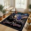 Cosmic Moon Mandala Theme Soft Crystal Velvet Rug Custom Name & Text Print Non Slip Floor Rug for Bedroom Living Room