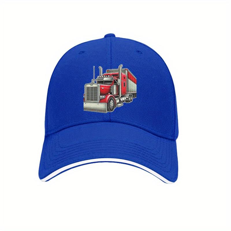 Rote Semi-Truck Grafik Baseballkappe Polyester Lässig Outdoor Unstrukturiert Hut Unisex Erwachsener LKW-Fahrer Geschenk