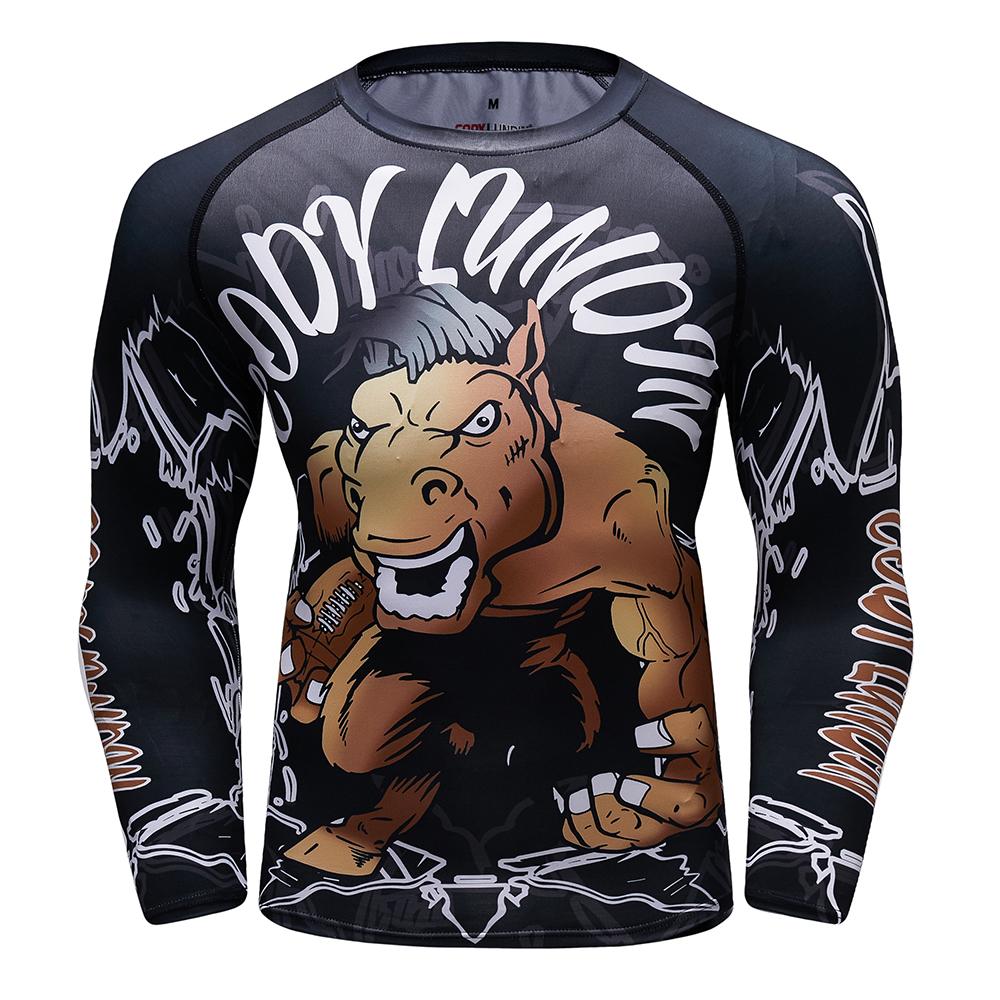 Fight Workout Mma Men'S Long Sleeve MMA Compression T-Shirt Men Boxing Rashguard Blank Bjj Rash Guard Sportswear Tees