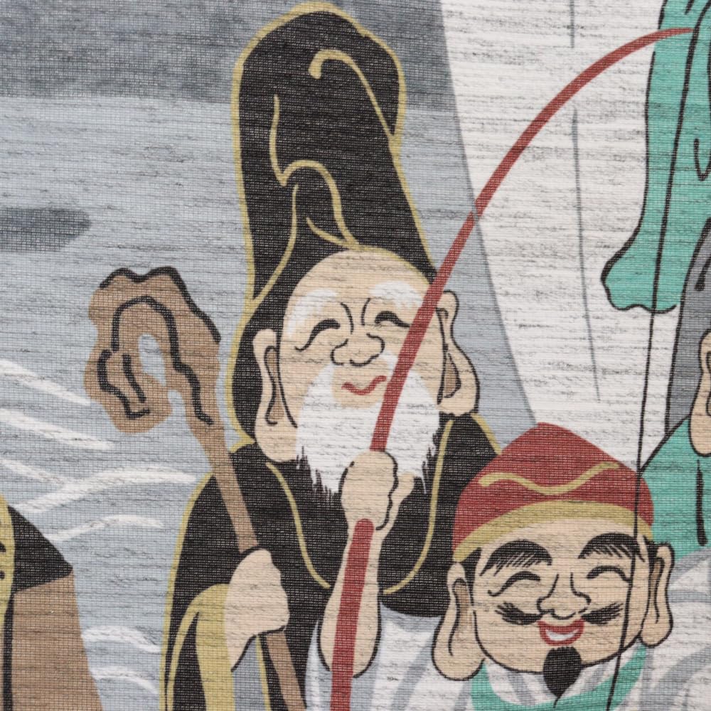 Noren Kobo Noren Traditional Auspicious 85cm Wide x 150cm and Seven Lucky Mohair 3031 Ukiyo-e Japanese-style Tapestry, Half-length Curtain, Design,