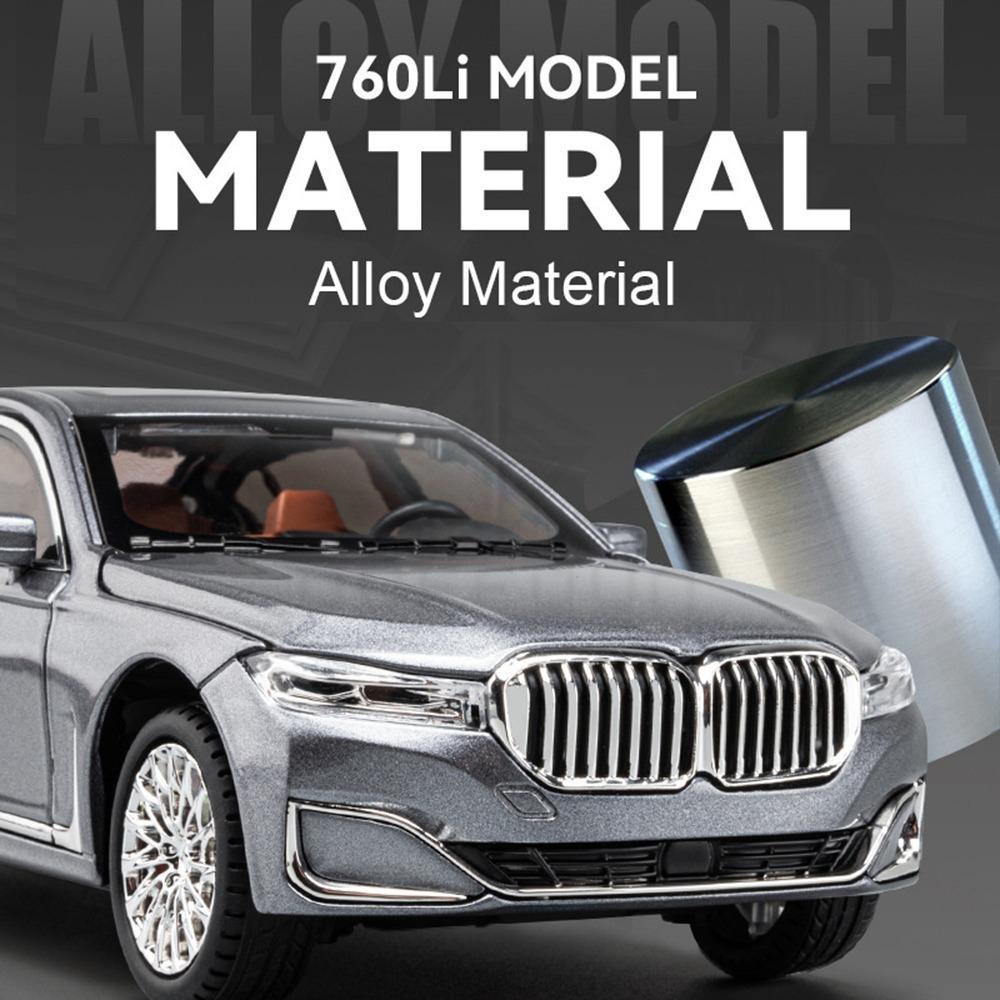 1/24 Scale BMW 760Li Toys Model Car Alloy Diecast Vehicle Model with Light and Sound Simulated Car Toy for Children Gifts Collection