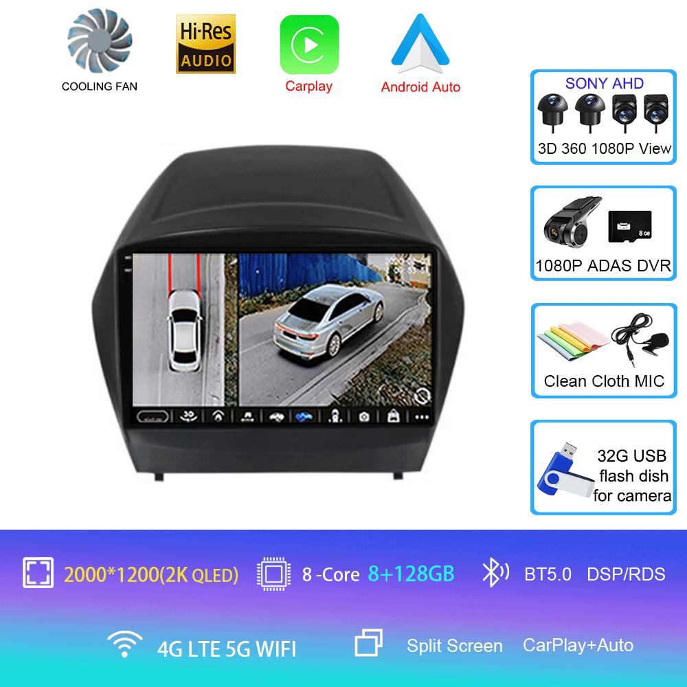 Autorádio Android 14 Carplay Auto Multimediální Přehrávač Pro Hyundai Tucson 2 LM IX35 2009-2015 Autorádio GPS Stereo 2din Hlavní Jednotka