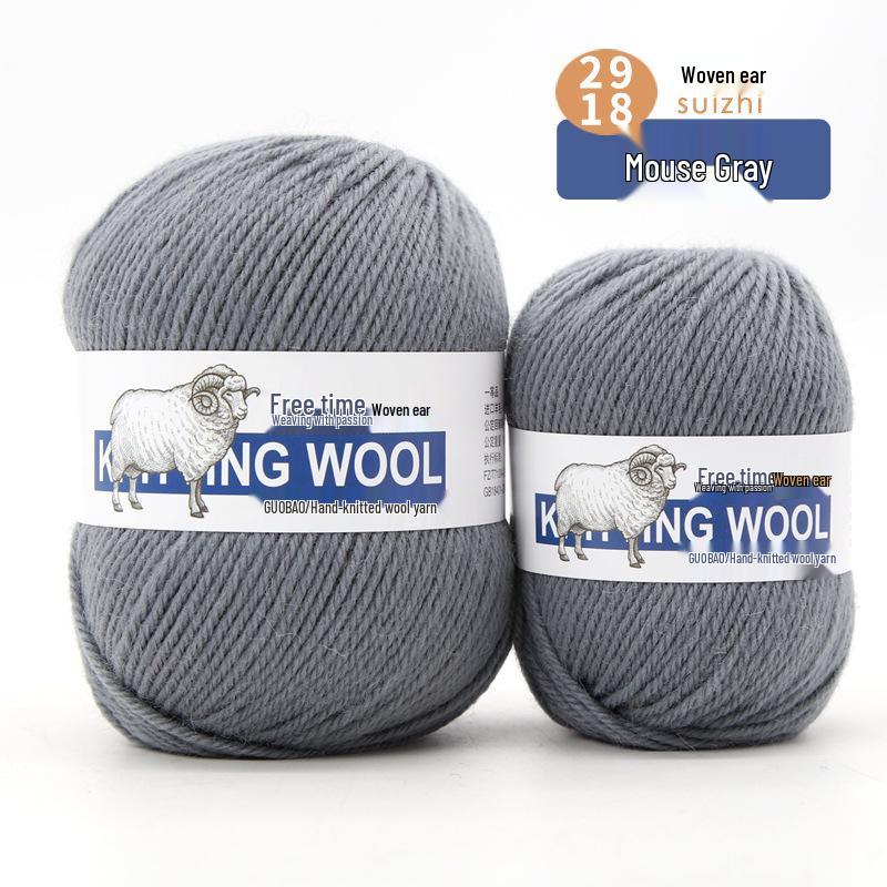 Wool Yarn Hand-Knitted Sweater Scarf Hat - Pure Color Four-Strand Yarn Ball