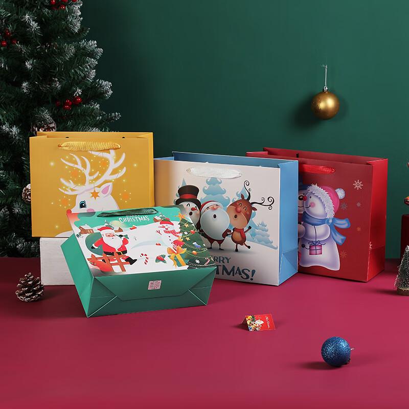 Christmas Deer & Santa Cartoon Fabric Gift Bags