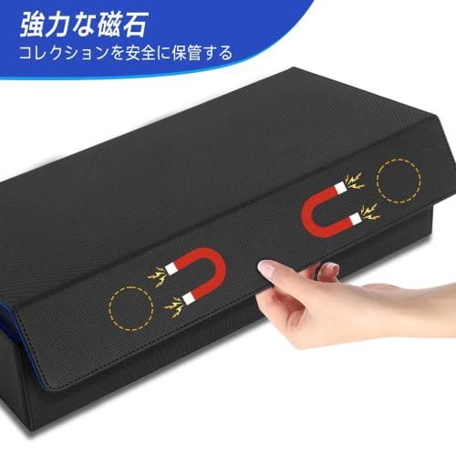 Large Capacity Deck Case, Playmat Case, Trading Card Case, Magnetic Loader, Storage Box for 600 Cards, PU Leather (Black & Blue)
