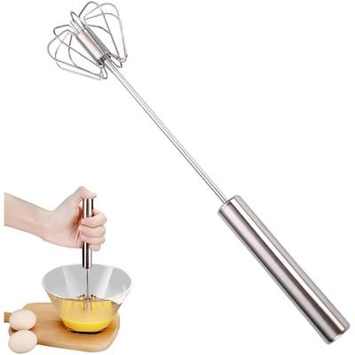 Stainless Steel Semi-Automatic Whisk, Stainless Steel Egg Whisk Hand Push Rotary Whisk Blender, Hand Push Mixer Stirrer Tool
