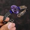 Star Amethyst Cuff Bracelet Lapis Lazuli Beads Bangle Copper Wire Wrapped Jewelry Adjustable Cuff Bracelet Gemstone Jewelry Handmade Bangle