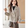 Women's Elegant Long-Sleeve Short Wool Blend Coat