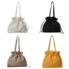 Trendy Street Style Bucket Bag For Women Winter Large Capacity White Shoulder Bag