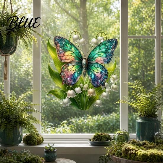 Nature Window Decoration Waterproof Wall Design Adhesion Sticker Flower Butterfly No Glue Electrostatic Cling Decal for Living Room Bedroom