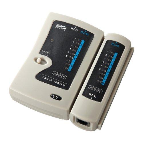 SANWA SUPPLY LAN Cable Tester, Checks Connections and Breaks, Compatible with UTP and STP Cables with RJ45 Connectors and Modular Cables with RJ-11 Co