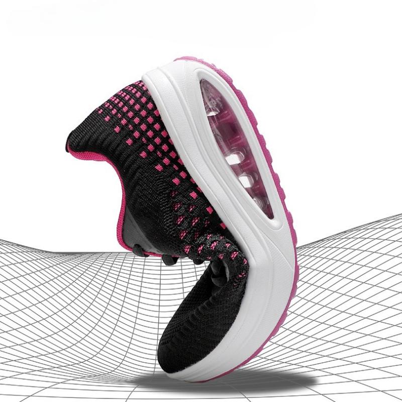 Air-cushion Women's Modern Dancing Shoes Breathable Knitted Casual Platform Shoes Jazz Rocker Shoes