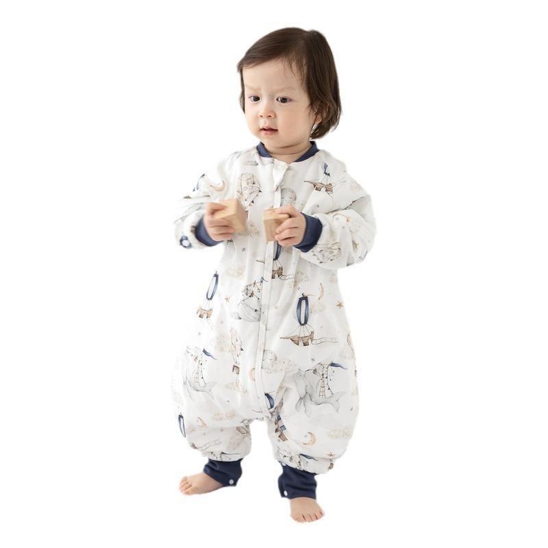 Mulberry Silk Baby Sleeping Bag - Autumn/Winter, Split-Leg Design, Anti-Startle, One-Piece Pajamas