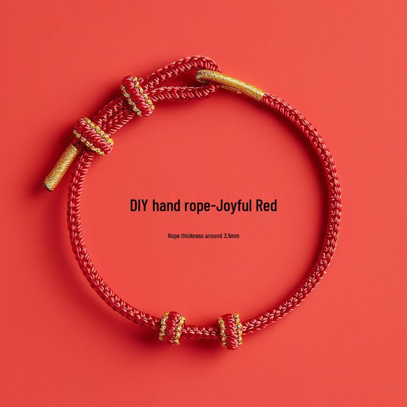 Perlen-Gold-Tierkreiszeichen-Rot-Handgeknüpftes Seilarmband