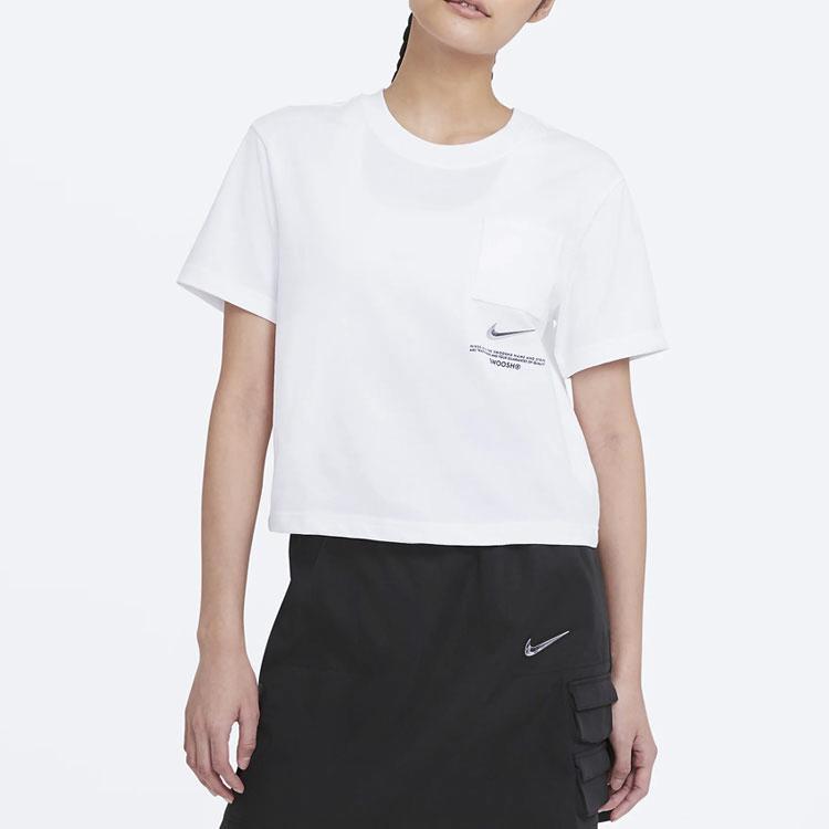 Nike Odzież sportowa Swoosh Krótki top z krótkim rękawem Damskie topy Biały CZ8912-100