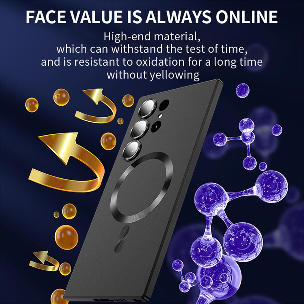 For Magsafe Magnetic Wireless Charging Matte Phone Cases For Samsung S25 S24 S22 S23 Ultra S24 S25 Plus Shockproof Cover Case