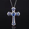 Vânzare fierbinte Douyin live colier pandantiv cruce albastru regal zircon diamant colorat colier geometric diamant strălucitor micro-incrustat