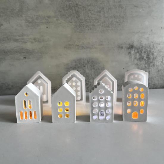 Silicone House Mold for Candle Making Plaster Casting Mini House Molds for Holiday Celebrations Crafting