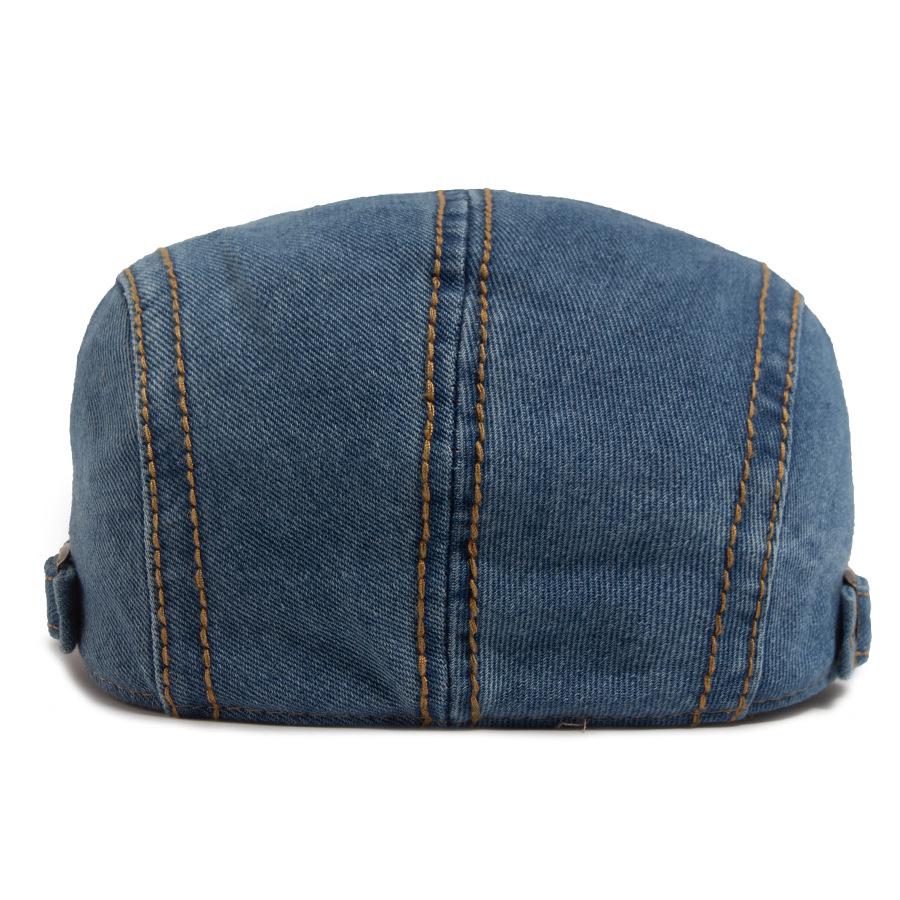 Boina Unisex Vintage Lavada Denim Color Block - Primavera/Otoño Gorra Plana Casual