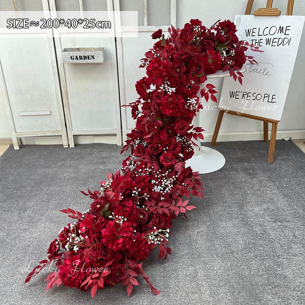 2m Luxury Runner Flower Row Artificial Flowers for Table Centerpiece Wedding Decoration Mix Flowers Backdrop Wall Arches Decor