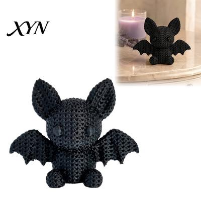 Crochet Texture Desk Decor 3D Printed Bat Figurine with Knitted Texture, Cartoon Halloween Decoration, Dark Childlike Style Decoration Cute