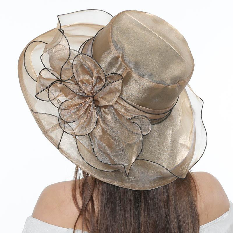 Spring and Summer Korean Version of Retro Flower Mesh Sun Hat Organza Beach Sun Hat Top Hat