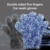 SEAMETAL Microfiber Car Wash Gloves Plush Car Washing Mitt 5-Finger Double-sided High Water Absorption Cleaning Glove