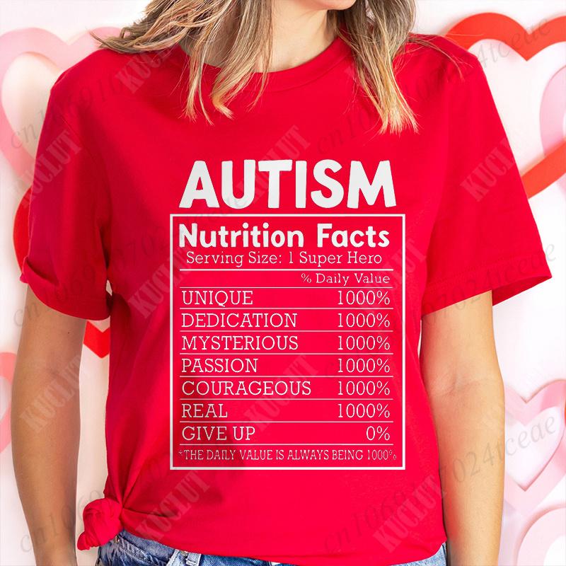 Female Clothing Autism Nutrition Shirt for Women Autism Awareness Month T-shirts Autism Quote Summer Tees Acceptance Y2k Tops